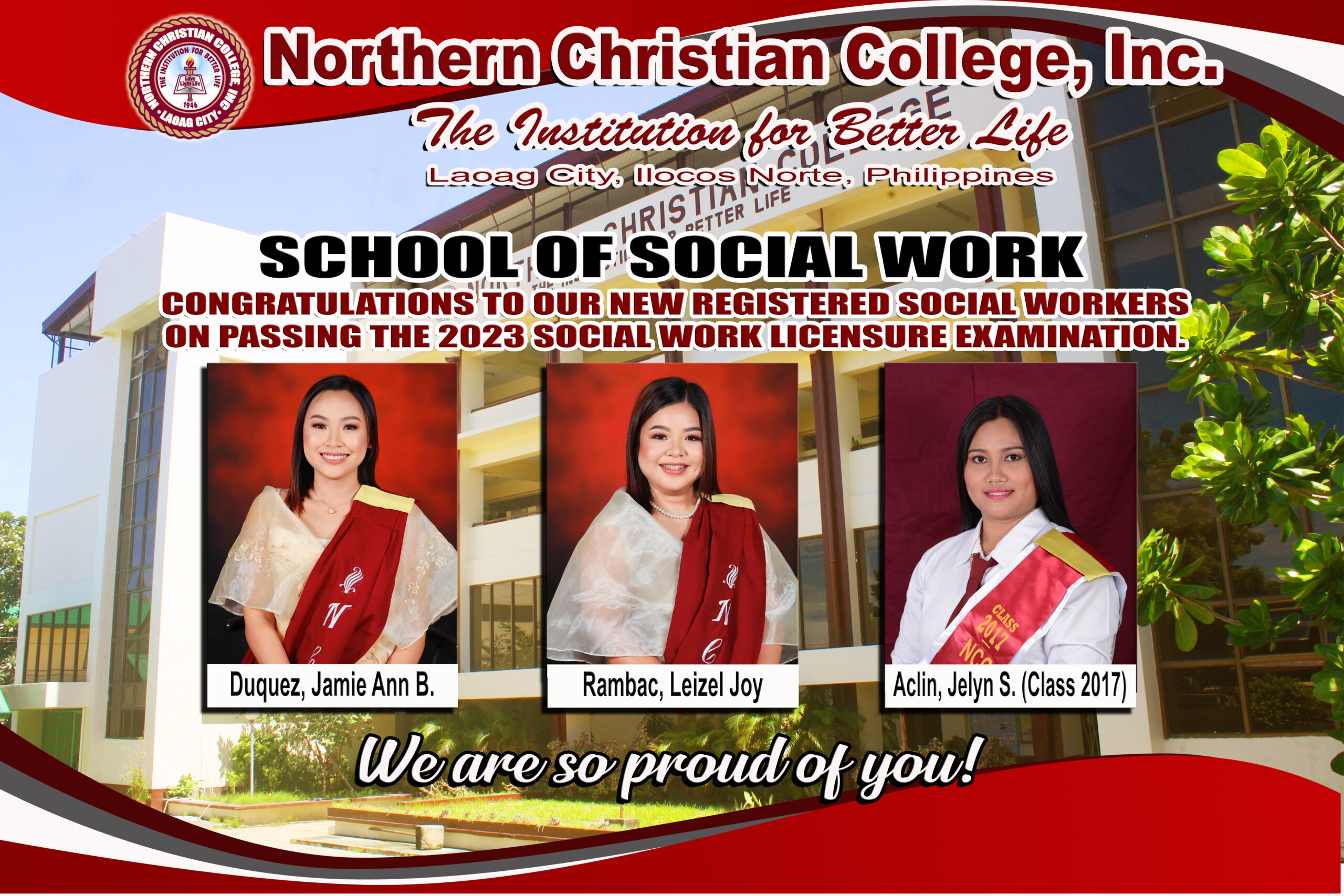 School of Social Work Licensure Examination Passers 2023 8x6